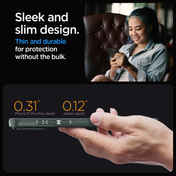 Spigen Magnetic Optik Armor Magfit Designed For iPhone 15 Pro Max Case, Military-Grade Protection Compatible With Magsafe 2023, Abyss Green
