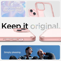 Spigen Ultra Hybrid Designed For iPhone 15 Case (2023), Anti-Yellowing, Military-Grade Protection, Rose Crystal