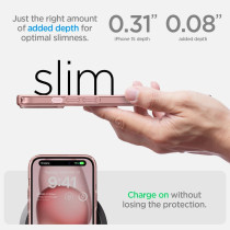 Spigen Ultra Hybrid Designed For iPhone 15 Case (2023), Anti-Yellowing, Military-Grade Protection, Rose Crystal