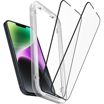 Spigen Tempered Glass Screen Protector Glastr Alignmaster Designed For iPhone 14 (2022) / iPhone 13 (2021) / iPhone 13 Pro (2021) - Edge To Edge Protection, Pack Of 2