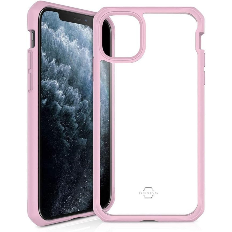 Itskins Hybrid Solid Protective Phone Case Compatible With iPhone 11 Pro, Slim Hybrid Case, Anti-Yellowing, And Heavy Duty Shockproof Cover, Military Phone Case, Coral And Pink