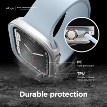 Elago Duo Case Compatible With Apple Watch 9/8/7/6/5/4/SE, Compatible With iWatch 45mm 44mm, Full Protection (Hard Pc Plus TPU Material), Full Access To Screen, Two Pcs Included, Light Blue Plus Clear