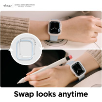 Elago Duo Case Compatible With Apple Watch 9/8/7/6/5/4/SE, Compatible With iWatch 45mm 44mm, Full Protection (Hard Pc Plus TPU Material), Full Access To Screen, Two Pcs Included, Light Blue Plus Clear