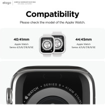 Elago Duo Case Compatible With Apple Watch 9/8/7/6/5/4/SE, Compatible With iWatch 45mm 44mm, Full Protection (Hard Pc Plus TPU Material), Full Access To Screen, Two Pcs Included, White/Clear
