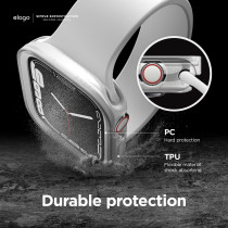 Elago Duo Case Compatible With Apple Watch 9/8/7/6/5/4/SE, Compatible With iWatch 45mm 44mm, Full Protection (Hard Pc Plus TPU Material), Full Access To Screen, Two Pcs Included, White/Clear
