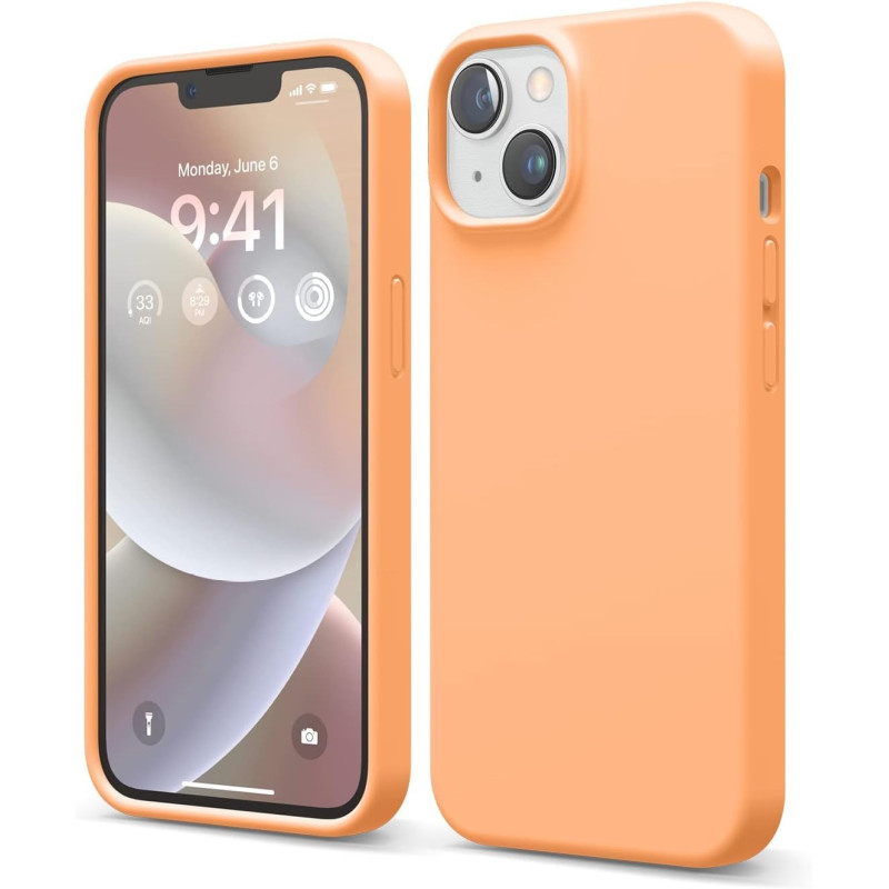 Elago Compatible With iPhone 14 Case, Liquid Silicone Case, Full Body Protective Cover, Shockproof, Slim Phone Case, Anti-Scratch Soft Microfiber Lining, 6.1 Inch, Orange