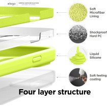 Elago Compatible With iPhone 14 Pro Case, Liquid Silicone Case, Full Body Protective Cover, Shockproof, Slim Phone Case, Anti-Scratch Soft Microfiber Lining, 6.1 Inch, Neon Yellow