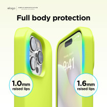 Elago Compatible With iPhone 14 Pro Case, Liquid Silicone Case, Full Body Protective Cover, Shockproof, Slim Phone Case, Anti-Scratch Soft Microfiber Lining, 6.1 Inch, Neon Yellow