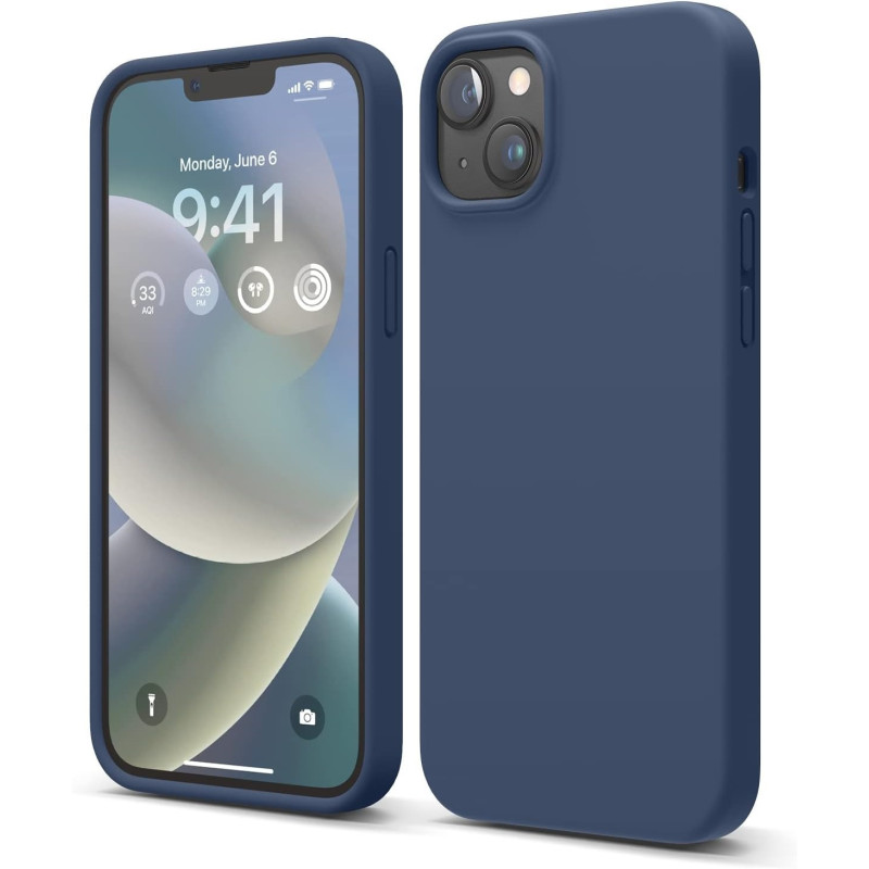 Elago Compatible With iPhone 14 Plus Case, Liquid Silicone Case, Full Body Protective Cover, Shockproof, Slim Phone Case, Anti-Scratch Soft Microfiber Lining, 6.7 Inch, Jean Indigo