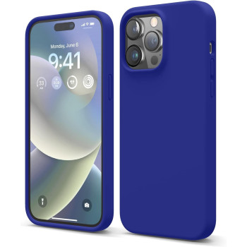 Elago Compatible With iPhone 14 Pro Max Case, Liquid Silicone Case, Full Body Protective Cover, Shockproof, Slim Phone Case, Anti-Scratch Soft Microfiber Lining, 6.7 Inch, Cobalt Blue