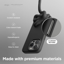 Elago Magnetic Silicone Case Compatible With iPhone 15 Pro Max Case 6.7 Inch Compatible With All Magsafe Accessories - Built-In Magnets, Soft Grip Silicone, Shockproof, Black