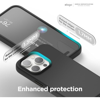 Elago Magnetic Silicone Case Compatible With iPhone 15 Pro Max Case 6.7 Inch Compatible With All Magsafe Accessories - Built-In Magnets, Soft Grip Silicone, Shockproof, Black