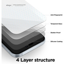 Elago Tempered Glass Plus Screen Protector Compatible With iPhone 15 Plus - 9H Surface Hardness, Anti-Fingerprint, Shatter-Proof, Scratch Protection, Crystal Clear Clarity, Bubble-Free
