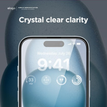 Elago Tempered Glass Plus Screen Protector Compatible With iPhone 15 Plus - 9H Surface Hardness, Anti-Fingerprint, Shatter-Proof, Scratch Protection, Crystal Clear Clarity, Bubble-Free