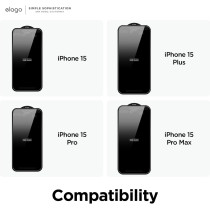 Elago Tempered Glass Plus Screen Protector Compatible With iPhone 15 Plus - 9H Surface Hardness, Anti-Fingerprint, Shatter-Proof, Scratch Protection, Crystal Clear Clarity, Bubble-Free