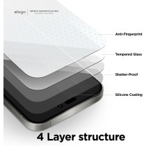 Elago Tempered Glass Plus Screen Protector Compatible With iPhone 15 Pro - 9H Surface Hardness, Anti-Fingerprint, Shatter-Proof, Scratch Protection, Crystal Clear Clarity, Bubble-Free
