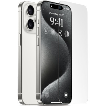 Elago Tempered Glass Plus Screen Protector Compatible With iPhone 15 Pro - 9H Surface Hardness, Anti-Fingerprint, Shatter-Proof, Scratch Protection, Crystal Clear Clarity, Bubble-Free