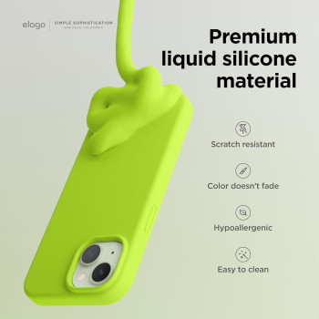 Elago Compatible With iPhone 15 Case, Liquid Silicone Case, Full Body Protective Cover, Shockproof, Slim Phone Case, Anti-Scratch Soft Microfiber Lining, 6.1 Inch, Lime Green