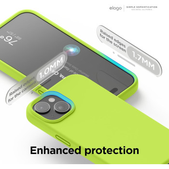 Elago Compatible With iPhone 15 Case, Liquid Silicone Case, Full Body Protective Cover, Shockproof, Slim Phone Case, Anti-Scratch Soft Microfiber Lining, 6.1 Inch, Lime Green