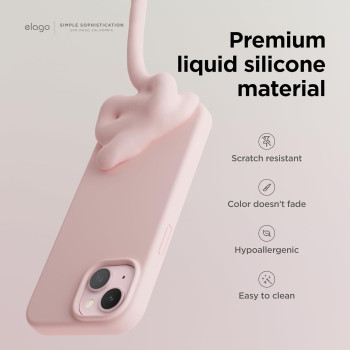 Elago Compatible With iPhone 15 Case, Liquid Silicone Case, Full Body Protective Cover, Shockproof, Slim Phone Case, Anti-Scratch Soft Microfiber Lining, 6.1 Inch, Lovely Pink