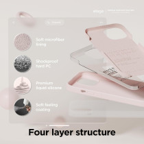 Elago Compatible With iPhone 15 Case, Liquid Silicone Case, Full Body Protective Cover, Shockproof, Slim Phone Case, Anti-Scratch Soft Microfiber Lining, 6.1 Inch, Lovely Pink