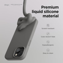 Elago Compatible With iPhone 15 Case, Liquid Silicone Case, Full Body Protective Cover, Shockproof, Slim Phone Case, Anti-Scratch Soft Microfiber Lining, 6.1 Inch, Medium Grey