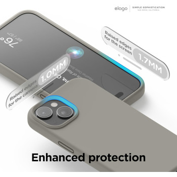 Elago Compatible With iPhone 15 Case, Liquid Silicone Case, Full Body Protective Cover, Shockproof, Slim Phone Case, Anti-Scratch Soft Microfiber Lining, 6.1 Inch, Medium Grey