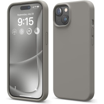 Elago Compatible With iPhone 15 Case, Liquid Silicone Case, Full Body Protective Cover, Shockproof, Slim Phone Case, Anti-Scratch Soft Microfiber Lining, 6.1 Inch, Medium Grey