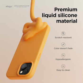 Elago Compatible With iPhone 15 Case, Liquid Silicone Case, Full Body Protective Cover, Shockproof, Slim Phone Case, Anti-Scratch Soft Microfiber Lining, 6.1 Inch, Orange