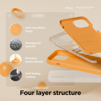 Elago Compatible With iPhone 15 Case, Liquid Silicone Case, Full Body Protective Cover, Shockproof, Slim Phone Case, Anti-Scratch Soft Microfiber Lining, 6.1 Inch, Orange