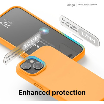 Elago Compatible With iPhone 15 Case, Liquid Silicone Case, Full Body Protective Cover, Shockproof, Slim Phone Case, Anti-Scratch Soft Microfiber Lining, 6.1 Inch, Orange