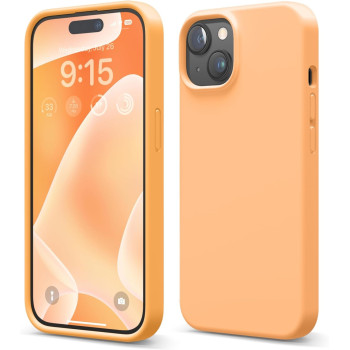 Elago Compatible With iPhone 15 Case, Liquid Silicone Case, Full Body Protective Cover, Shockproof, Slim Phone Case, Anti-Scratch Soft Microfiber Lining, 6.1 Inch, Orange