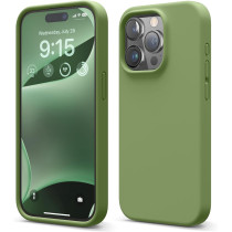 Elago Compatible With iPhone 15 Pro Case, Liquid Silicone Case, Full Body Protective Cover, Shockproof, Slim Phone Case, Anti-Scratch Soft Microfiber Lining, 6.1 Inch, Cedar Green