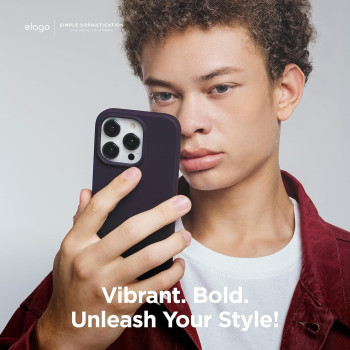 Elago Compatible With iPhone 15 Pro Case, Liquid Silicone Case, Full Body Protective Cover, Shockproof, Slim Phone Case, Anti-Scratch Soft Microfiber Lining, 6.1 Inch, Deep Purple