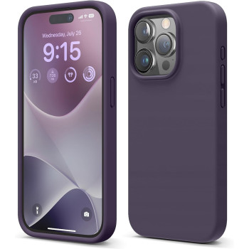 Elago Compatible With iPhone 15 Pro Case, Liquid Silicone Case, Full Body Protective Cover, Shockproof, Slim Phone Case, Anti-Scratch Soft Microfiber Lining, 6.1 Inch, Deep Purple