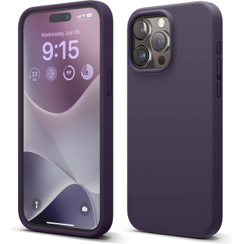 Elago Compatible With iPhone 15 Pro Max Case, Liquid Silicone Case, Full Body Protective Cover, Shockproof, Slim Phone Case, Anti-Scratch Soft Microfiber Lining, 6.7 Inch, Deep Purple