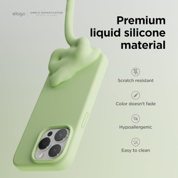 Elago Compatible With iPhone 15 Pro Max Case, Liquid Silicone Case, Full Body Protective Cover, Shockproof, Slim Phone Case, Anti-Scratch Soft Microfiber Lining, 6.7 Inch, Pastel Green