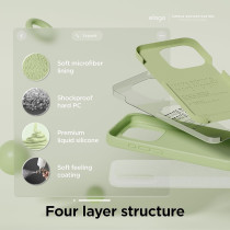 Elago Compatible With iPhone 15 Pro Max Case, Liquid Silicone Case, Full Body Protective Cover, Shockproof, Slim Phone Case, Anti-Scratch Soft Microfiber Lining, 6.7 Inch, Pastel Green