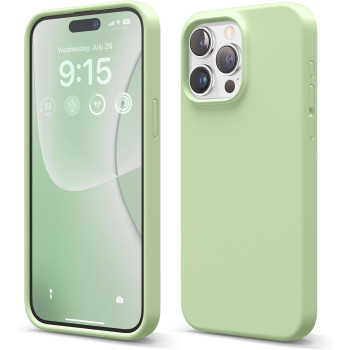 Elago Compatible With iPhone 15 Pro Max Case, Liquid Silicone Case, Full Body Protective Cover, Shockproof, Slim Phone Case, Anti-Scratch Soft Microfiber Lining, 6.7 Inch, Pastel Green