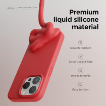 Elago Compatible With iPhone 15 Pro Max Case, Liquid Silicone Case, Full Body Protective Cover, Shockproof, Slim Phone Case, Anti-Scratch Soft Microfiber Lining, 6.7 Inch, Red