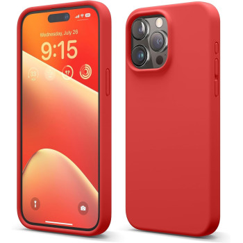 Elago Compatible With iPhone 15 Pro Max Case, Liquid Silicone Case, Full Body Protective Cover, Shockproof, Slim Phone Case, Anti-Scratch Soft Microfiber Lining, 6.7 Inch, Red
