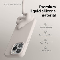 Elago Compatible With iPhone 15 Pro Max Case, Liquid Silicone Case, Full Body Protective Cover, Shockproof, Slim Phone Case, Anti-Scratch Soft Microfiber Lining, 6.7 Inch, Stone