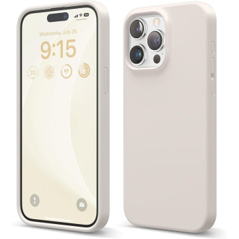 Elago Compatible With iPhone 15 Pro Max Case, Liquid Silicone Case, Full Body Protective Cover, Shockproof, Slim Phone Case, Anti-Scratch Soft Microfiber Lining, 6.7 Inch, Stone