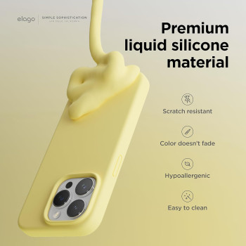 Elago Compatible With iPhone 15 Pro Max Case, Liquid Silicone Case, Full Body Protective Cover, Shockproof, Slim Phone Case, Anti-Scratch Soft Microfiber Lining, 6.7 Inch, Yellow