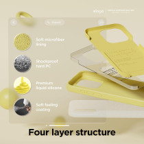 Elago Compatible With iPhone 15 Pro Max Case, Liquid Silicone Case, Full Body Protective Cover, Shockproof, Slim Phone Case, Anti-Scratch Soft Microfiber Lining, 6.7 Inch, Yellow