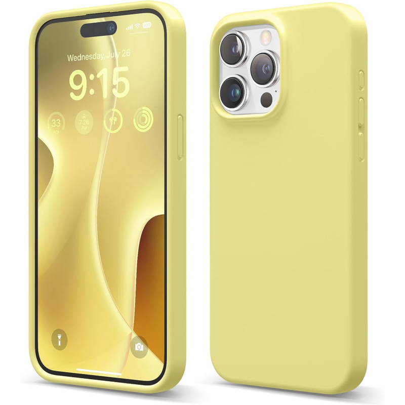 Elago Compatible With iPhone 15 Pro Max Case, Liquid Silicone Case, Full Body Protective Cover, Shockproof, Slim Phone Case, Anti-Scratch Soft Microfiber Lining, 6.7 Inch, Yellow