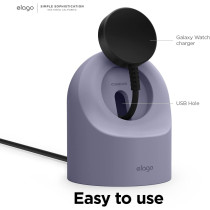 Elago GW2 Stand Compatible With Samsung Galaxy Watch 6 Series / 5 Charger Stand (40, 44mm) / 5 Pro Charger Stand (45mm) 2022-2023, Lavender Grey