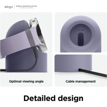 Elago GW2 Stand Compatible With Samsung Galaxy Watch 6 Series / 5 Charger Stand (40, 44mm) / 5 Pro Charger Stand (45mm) 2022-2023, Lavender Grey