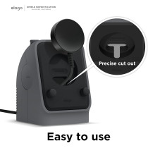 Elago GW4 Stand Compatible With Samsung Galaxy Watch 6 Series Charger / 5 Charger Stand (40, 44mm) / 5 Pro Charger Stand (45mm) 2022, Walkie Talkie Design, Dark Grey