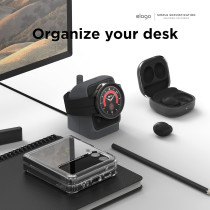 Elago GW4 Stand Compatible With Samsung Galaxy Watch 6 Series Charger / 5 Charger Stand (40, 44mm) / 5 Pro Charger Stand (45mm) 2022, Walkie Talkie Design, Dark Grey